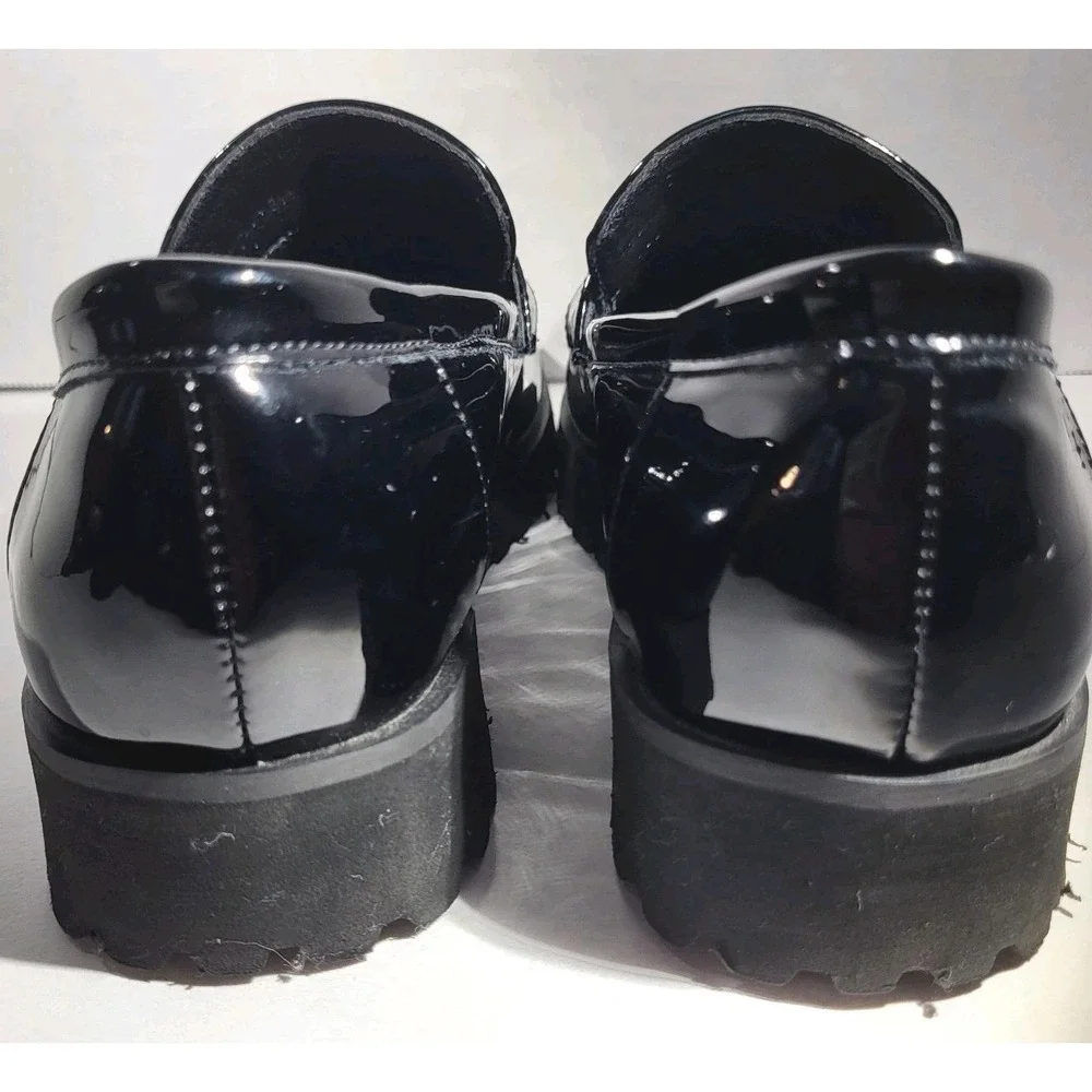 Jones New York Priscilla Black Patent Leather Chunky Loafers Women's 7.5 NWOB